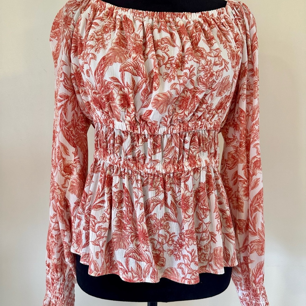Boho Style Flower Print Blouse